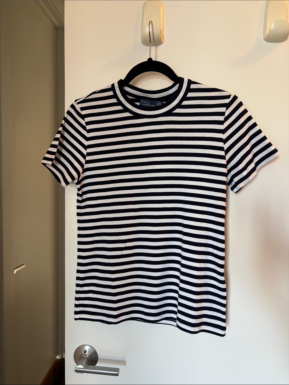 Polo by Ralph Lauren Navy and White Striped Short Sleeve Tee